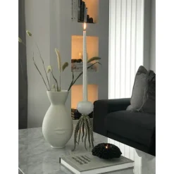 Handstöpta herrgårdsljus, vit 38cm 6-pack