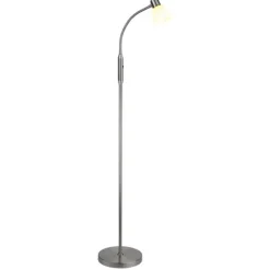 HUDSON Golvl. LED 1L G9, Opal glas / B-Stål