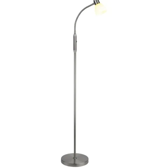 HUDSON Golvl. LED 1L G9, Opal glas / B-Stål