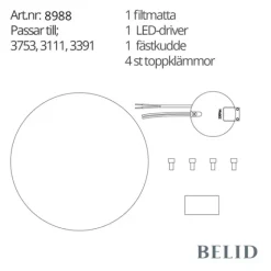 Kit 3753 Cato.(Driver,klämmor,matta,fästkudde)
