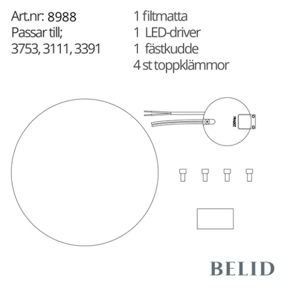 Kit 3753 Cato.(Driver,klämmor,matta,fästkudde)