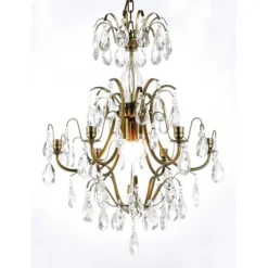 Kristallkrona Charlotte 6-Arm Medium Antikmässing 47cm