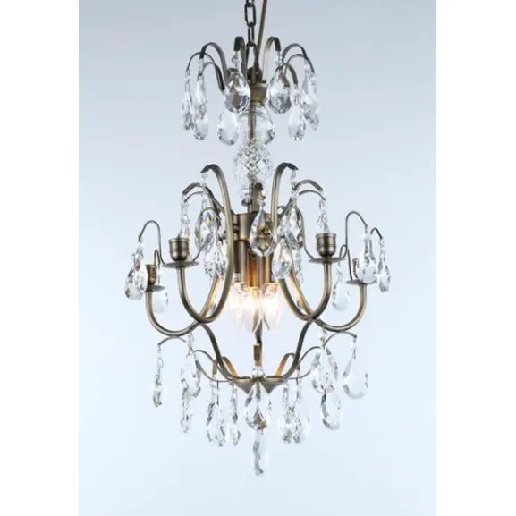 Kristallkrona Charlotte 5-Arm Liten Antikmässing 40cm