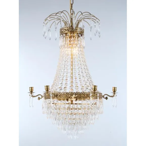 Kristallkrona Empire Classic Ny 6-Arm Medium Borstad Mässing 55cm