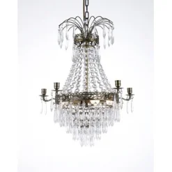 Kristallkrona Empire Classic Ny 5-Arm Liten Antikmässing 49cm