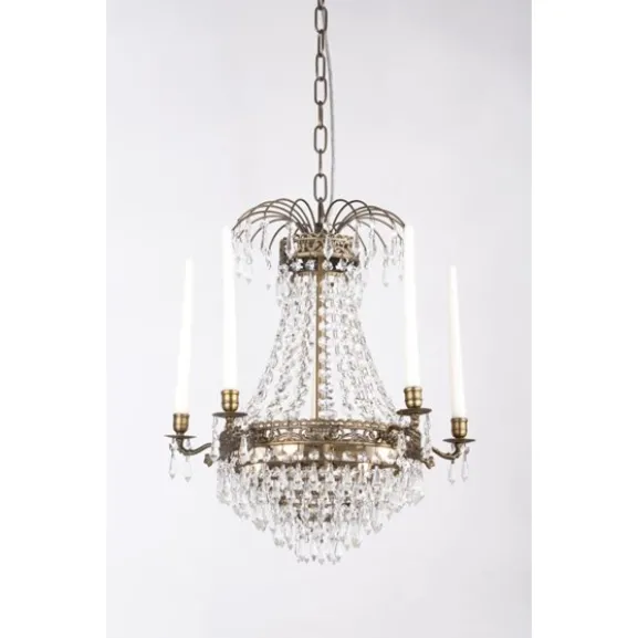 Kristallkrona Empire Classic 5-Arm Liten Antikmässing 49cm