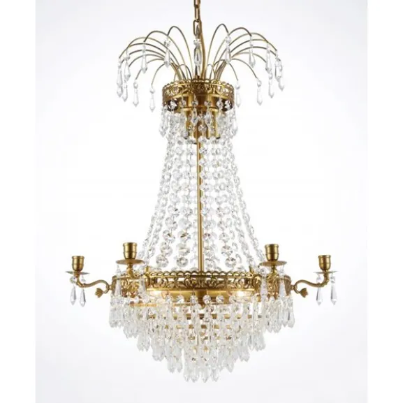 Kristallkrona Empire Classic 6-Armr Medium Borstad Mässing 55cm