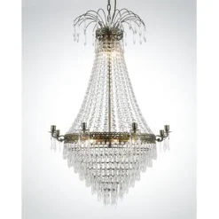 Kristallkrona Empire Classic Ny 8-Arm Stor Antikmässing 66cm