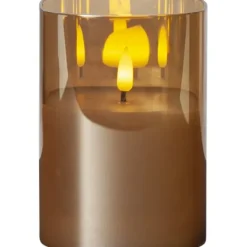 LED Blockljus Flamme Amber 12,5cm