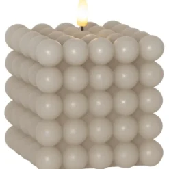LED Blockljus Flamme Dot Beige 12,5cm
