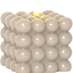 LED Blockljus Flamme Dot Beige 9,5cm
