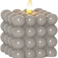 LED Blockljus Flamme Dot Grå 9,5cm