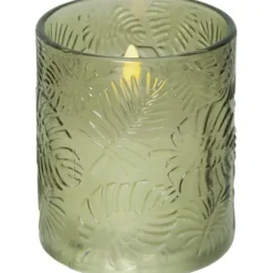 LED Blockljus Flamme Leaf Grön 10cm