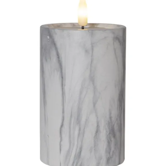 LED Blockljus Flamme Marble Grå 15cm