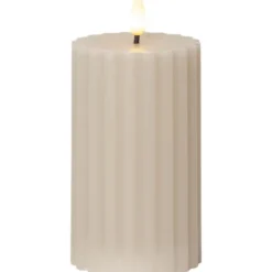 LED Blockljus Flamme Stripe Beige 15cm