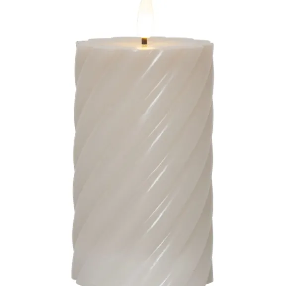 Led Blockljus Flamme Swirl, Beige
