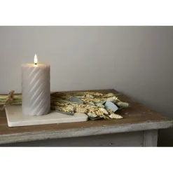 Led Blockljus Flamme Swirl, Grå