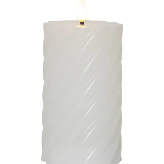 Led Blockljus Flamme Swirl, Vit