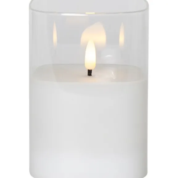 LED Blockljus Flamme Transparent 12,5cm