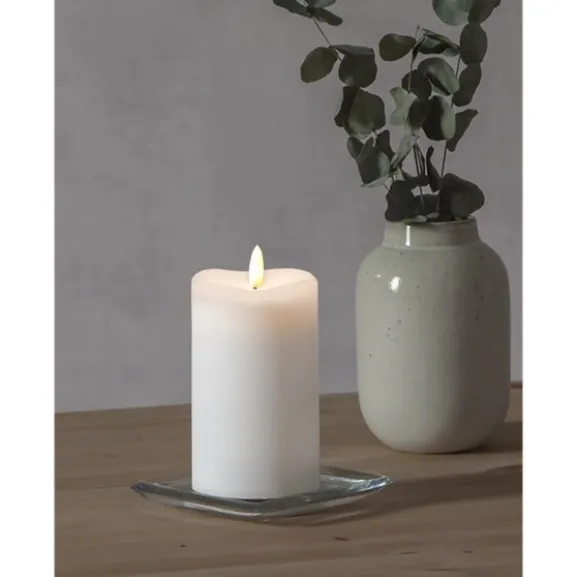 LED blockljus Flamme, vit 14cm