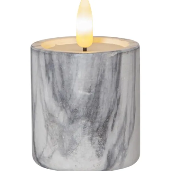 LED Blockljus 2-pack Flamme Marble Grå 9cm