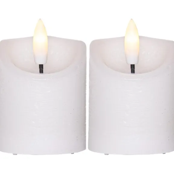 LED Blockljus 2-pack Flamme Rustic Vit 7,5cm