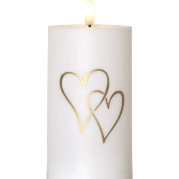 LED Ljus Flamme Heart Vit 14cm