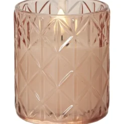 LED Ljus Flamme Romb Rosa 10cm