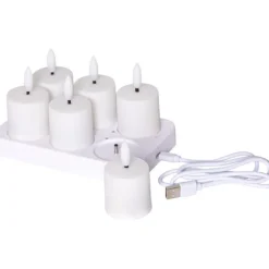 LED Ljus 6-pack Flamme Charge Vit 8,5cm