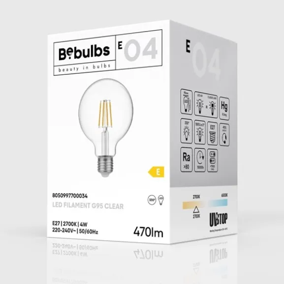 LED-lampa Clear 4W E27 glob 95mm