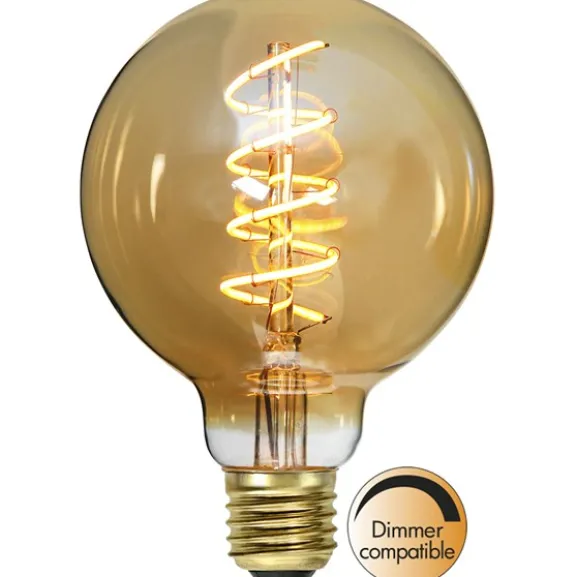 LED-lampa E27 glob 95mm Decoled Spiral Amber 3,2W dimbar