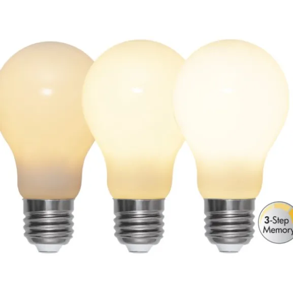 LED-lampa E27 normal 6,5W opal, 3-step memory