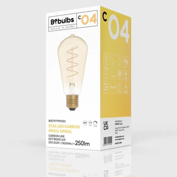 LED-lampa Golden Carbon Line Curved Spiral 4W E27 edison dimbar