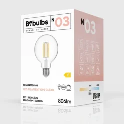 LED-lampa Transparent 7W E27 glob 95mm dimbar
