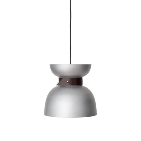 Liv taklampa, råaluminium/läder 30cm