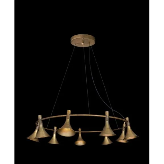 Megafon taklampa 9 rund, råmässing 90cm