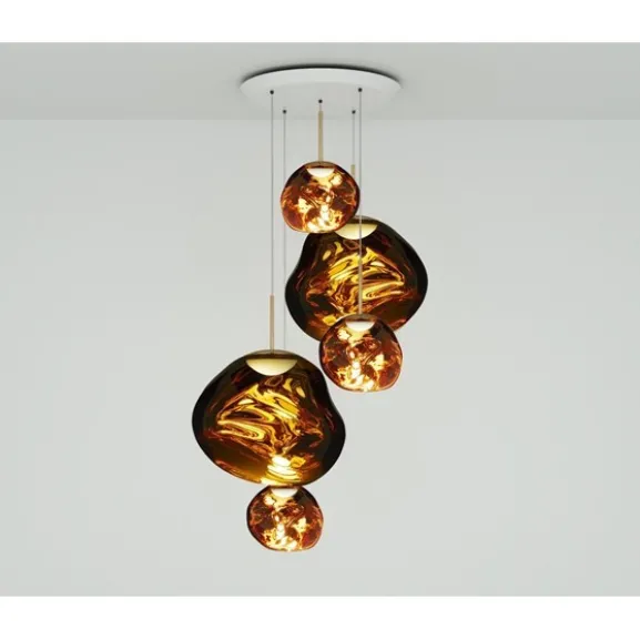 Melt Large Round LED taklampa, guld