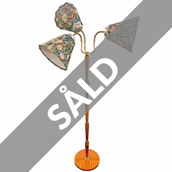 Moa golvlampa, 3-arm trä/mässing