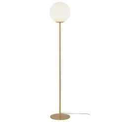 Molekyl golvlampa, matt mässing/vit