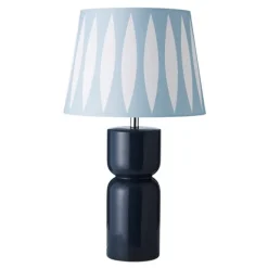 Paris Table Lamp , Charcoal / Aqua Blue Elipse