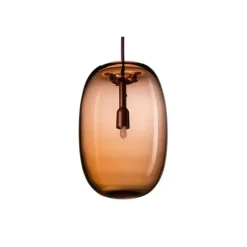 Pebble Långsträckt takpendel, oxblod/glas 16cm