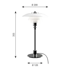 PH 2/1 bordslampa, krom/opal 35,5cm