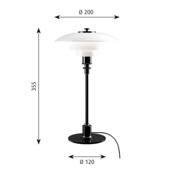 PH 2/1 bordslampa, svart/opal 35,5cm