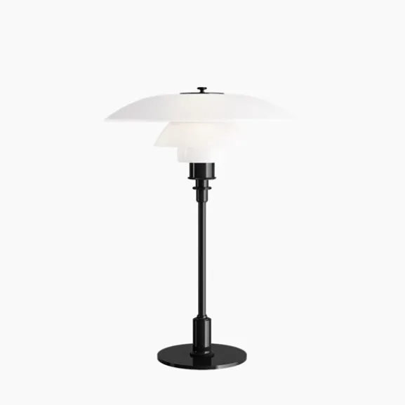PH 3½-2½ Glas Bordslampa, Svart metalliserad