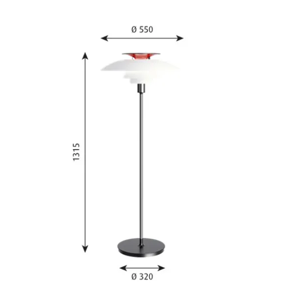 PH 80 golvlampa. vit/stål 131,5cm