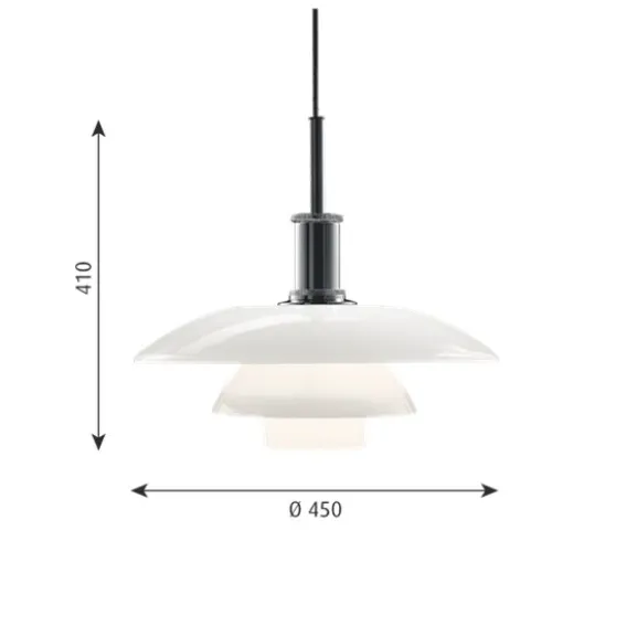 PH 4½-4 pendel, krom/opal 45cm