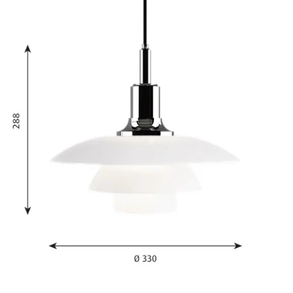 PH 3½-3 pendel, krom/opal 33cm