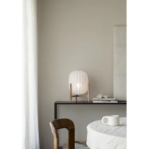 Prisma bordslampa, ek/vit linne 42cm