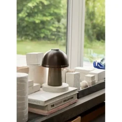 Raku Portabel bordslampa SH8, Beigegrå/brons