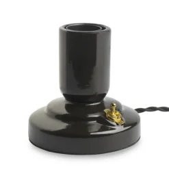 RETRO bordslampa porslin black 1,8m tvinnad textilkabel